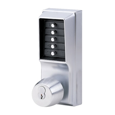Simplex Kaba Mechanical Pushbutton Knob Lock Combination with Key Override; 2-3/4in Backset and 1021S26D
